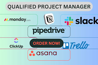 do project management on monday crm, pipedrive, clickup, asana, trello, slack