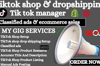 do classified ads posting, tiktok shop dropshipping manager ecommerce sales