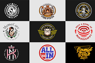 create catchy retro, badge or emblem logo for your business