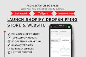 build 7 figure shopify dropshipping store and website with guaranteed sales