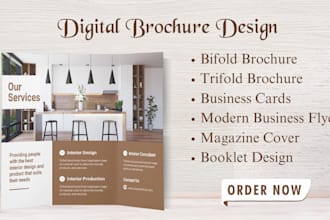 design brochure, business card, product catalog, flyer, magazine cover, posters