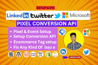 setup or fix linkedin insight tag ,twitter x pixel and  microsoft uet tracing