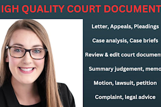draft motions, discovery, court documents, legal advice