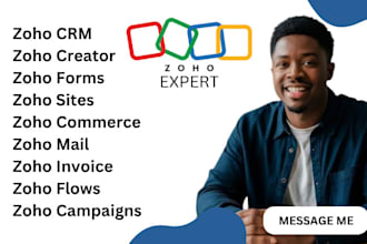 setup zoho CRM, zoho books, zoho forms, zoho sites, zoho desk, zoho commerce