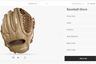 customize and configure baseball, softball glove on zakeke kickflip shopify