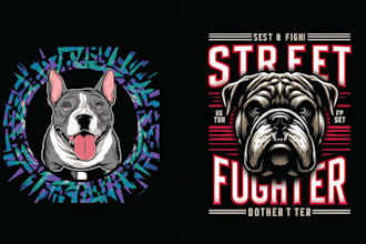 make creative, t shirt, bulldog, dog training and pitbull logo