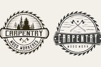 create sawmill axe carpentry wood workers vintage logo