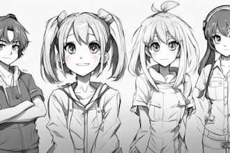 sketch characters, vtubers or ocs in anime style