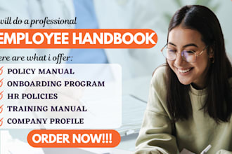 edit, write design employee handbook procedures policy manual onboarding program