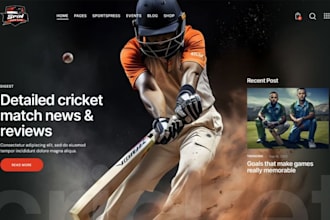 build sports event landing page cricket baseball hockey equipment sports website