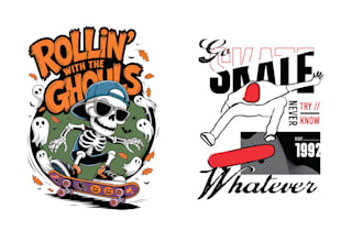 do halloween skeleton skateboard logo for typography t shirt design
