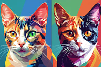 draw your cat dog pet animal in wpap pop art portrait illustration