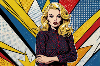 draw a comic or pop art in roy lichtenstein style portrait illustration