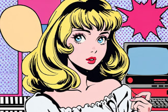 draw a retro pop art roy lichtenstein style