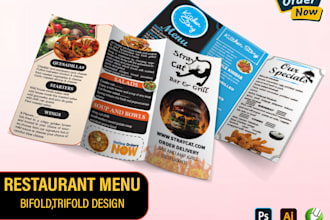 do  bifold or trifold brochure design,  flyer design, menu trifold, price list
