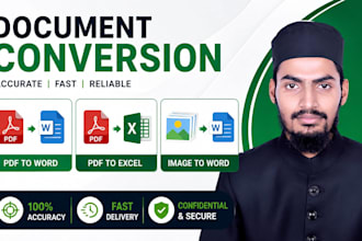 do PDF to word typing in english, arabic, and urdu