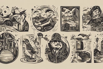 create artistic linocut illustration in my style