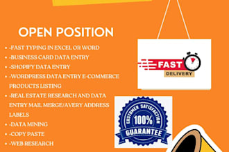 do data entry, web research, data scraping, excel data entry, pdf to excel