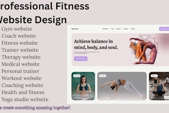 design or redesign yoga gym site, workout, personal trainer and fitness website