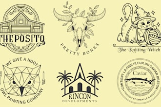 do unique vintage line art logo