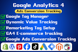 setup google analytics 4 ga4 ecommerce tracking ads conversion tracking by GTM