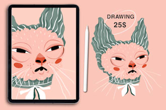 draw pet portrait, custom animal drawing