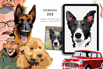 draw portrait, custom rug drawing