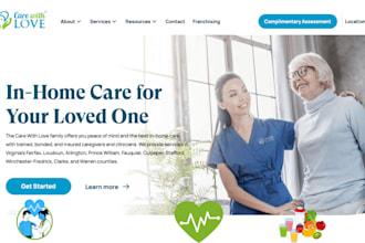 home care website elderly care landing page website health care website