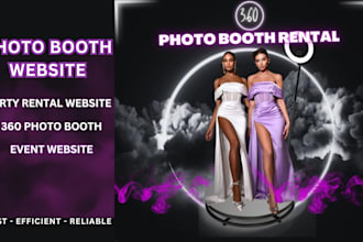 build photo booth website, party rental website, event website