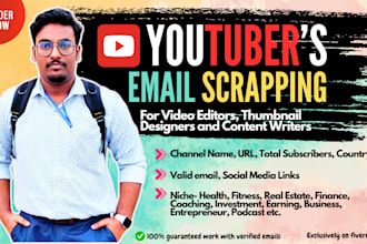 find youtube influencers email leads for video editor and thumbnail designer