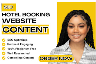write SEO hotel booking hotel website content booking website vacation rental