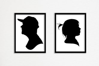 create custom silhouette family portraits for print and gift from photo