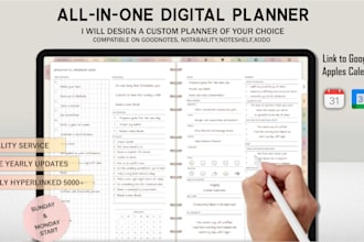 design digital planner, google and apple calendar  for etsy