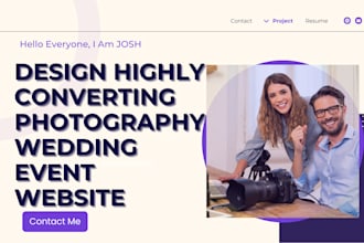 design creative photography videography wedding event planner portfolio website