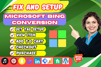 setup bing ads conversion tracking, tiktok, pinterest, snapchat, linkedin pixel