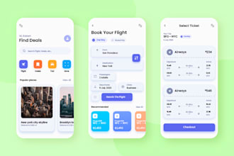 design flutter mobile app UI UX screens using figma