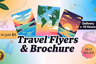 design flyer or brochures of tour, trip and holidays package