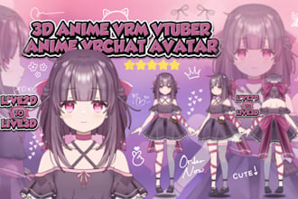 live2d to live3d anime vtuber art, live2d vrm model, anime sketch, vtuber stream
