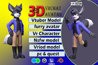 3d vrchat avatar vr character vr chat furry vroid vtuber vrc nsfw anime model