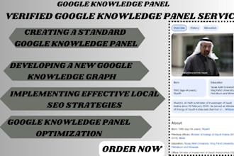 create lifetime approved go0gle knowledgepanel, gmb page, google panel for you