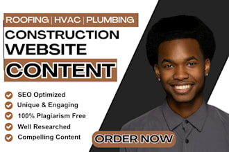 write SEO construction website content plumbing website roofing website content