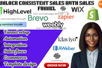 setup klaviyo, brevo, gohighlevel sales funnel for your website market flows