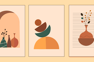 design printable minimal abstract wall art for your etsy shop or home