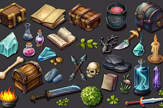design 2d game assets, props, and icons for your game