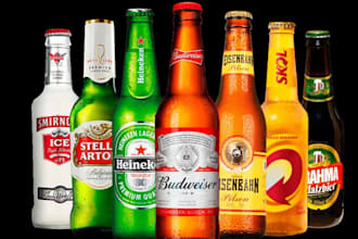 design a wine label, gin, vodka, whisky, brandy, tequila, beer and whiskey