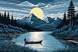 create awesome linocut illustration or linocut imitation