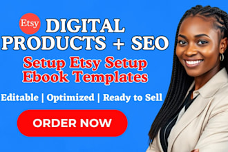 create etsy store with editable ebook templates and SEO listings