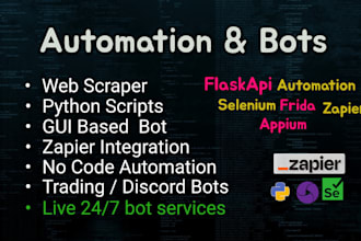 create python bots, scripts, integration and do automation