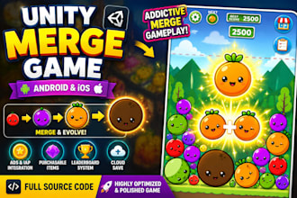 develop a 2d or 3d merge game in unity for mobile