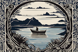 do linocut carving prints style illustration